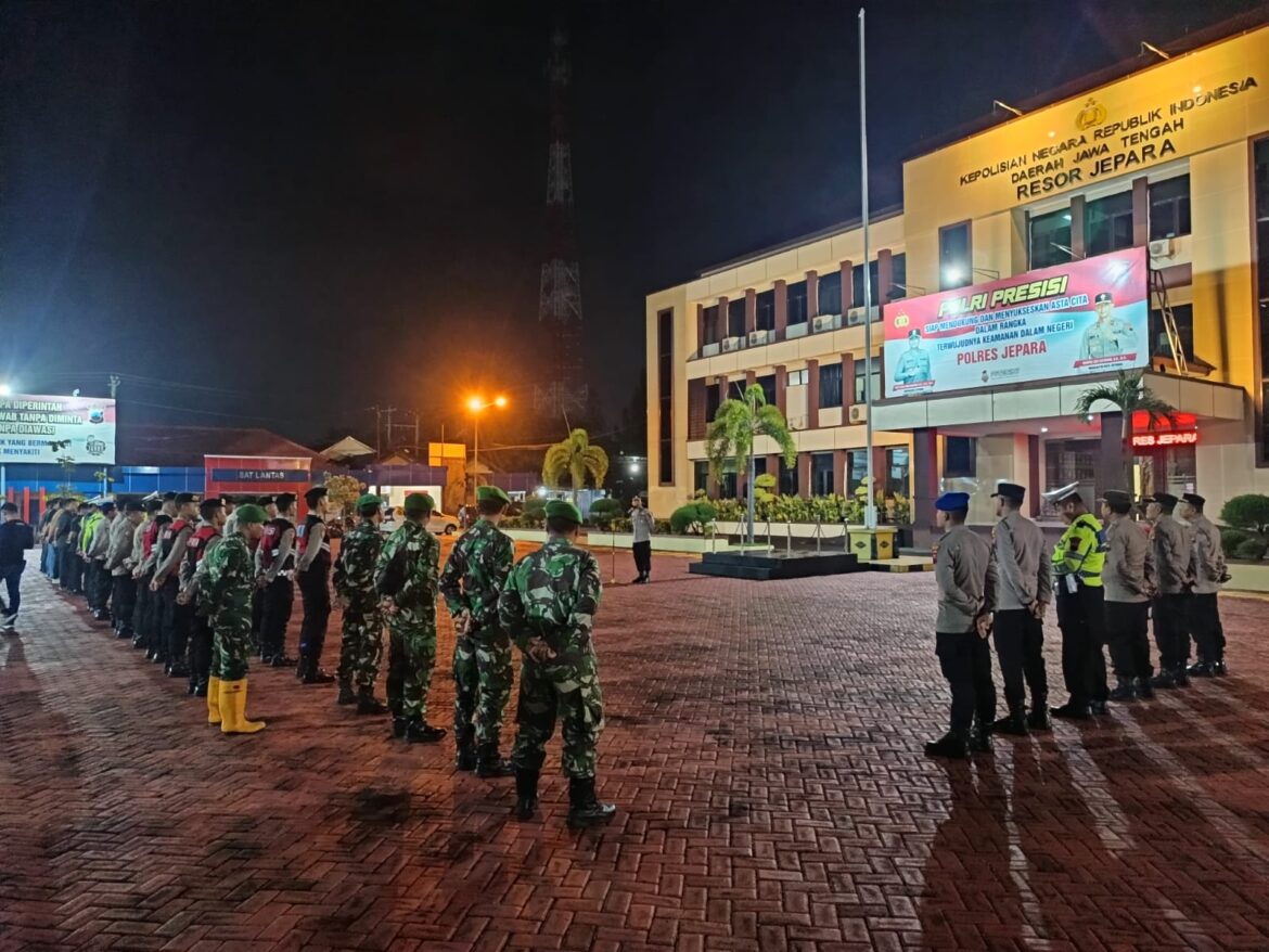 Sinergi Tiga Pilar, Kodim 0719 / Jepara Gelar Apel dan Patroli Gabungan Skala Besar Bersama Polres dan Satpol PP