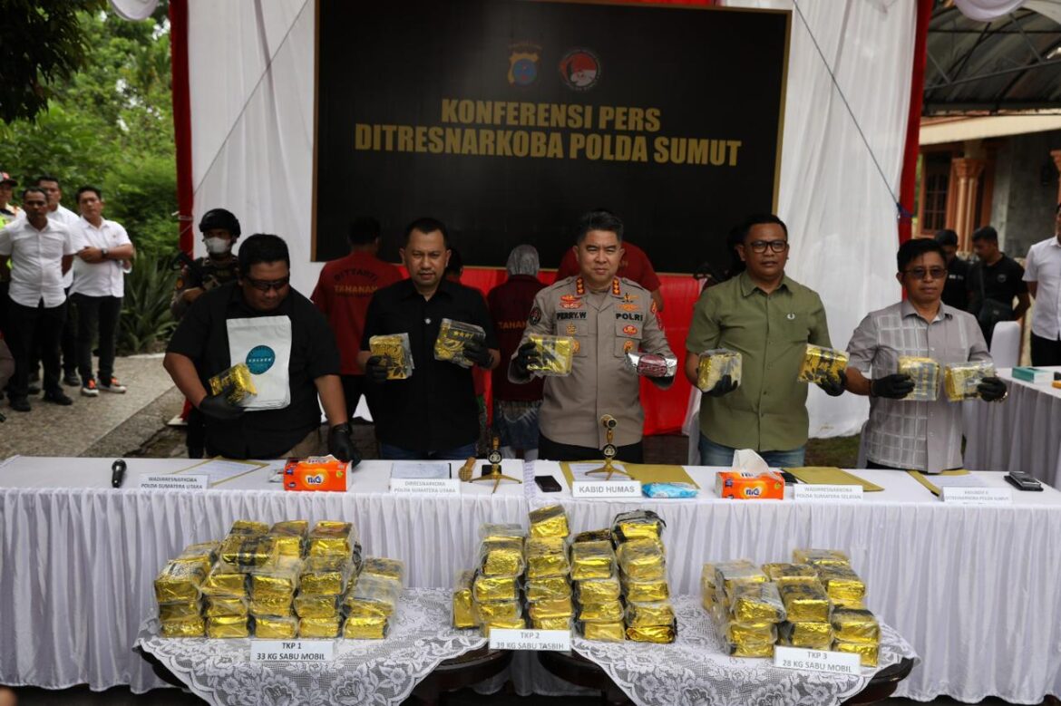 Polda Sumut Gagalkan Peredaran 100 Kg Sabu Dalam Bungkus Kopi, Empat Tersangka dan Dua DPO Terlibat
