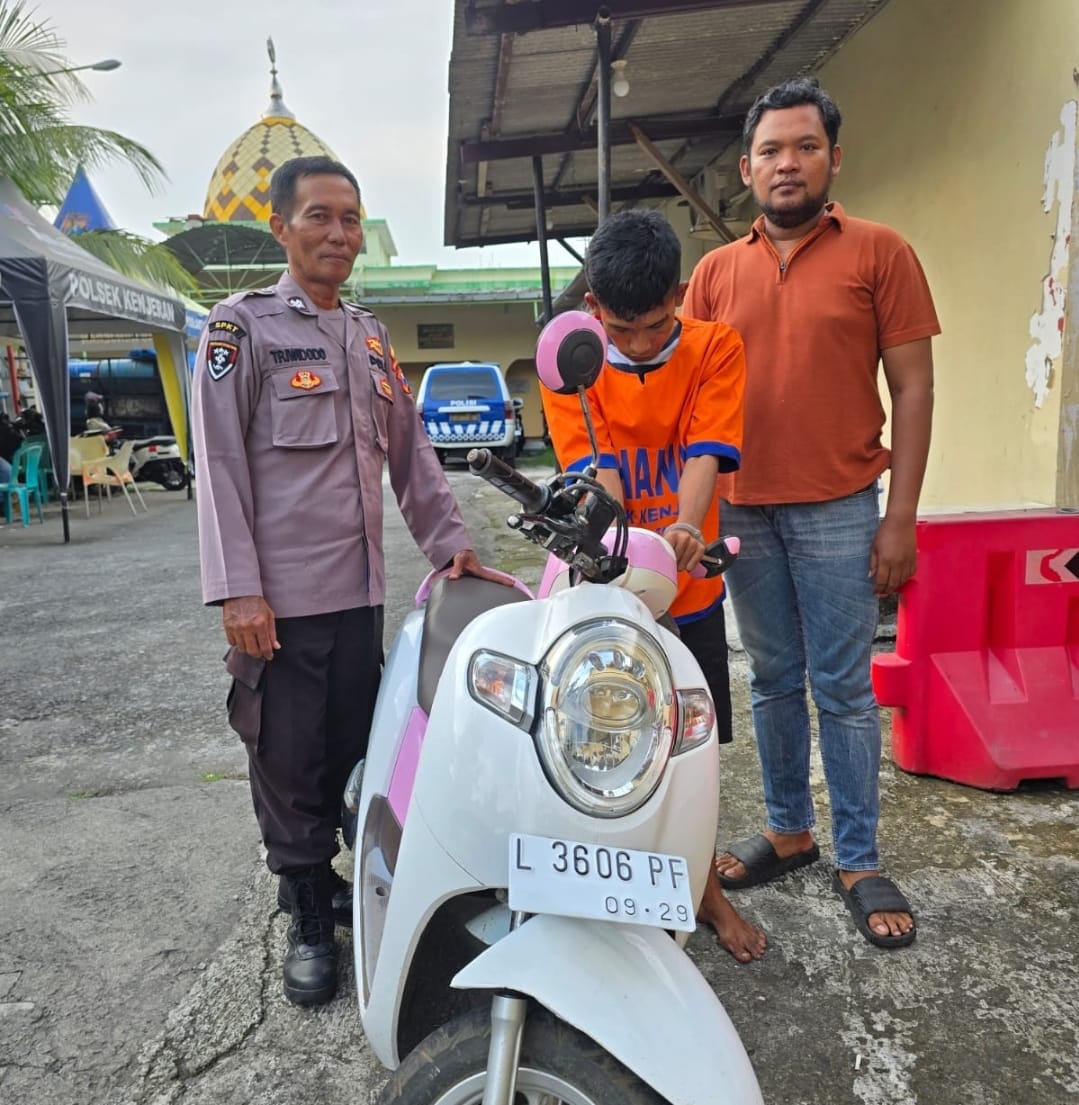 Pelaku Curanmor CA Diamankan Polsek Kenjeran Setelah Ketahuan Mencuri di Kedinding Lor Surabaya.