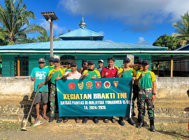 Sinergi Satgas Pamtas Yonarmed 11 Kostrad dan Warga Perkuat Kemanunggalan di Perbatasan