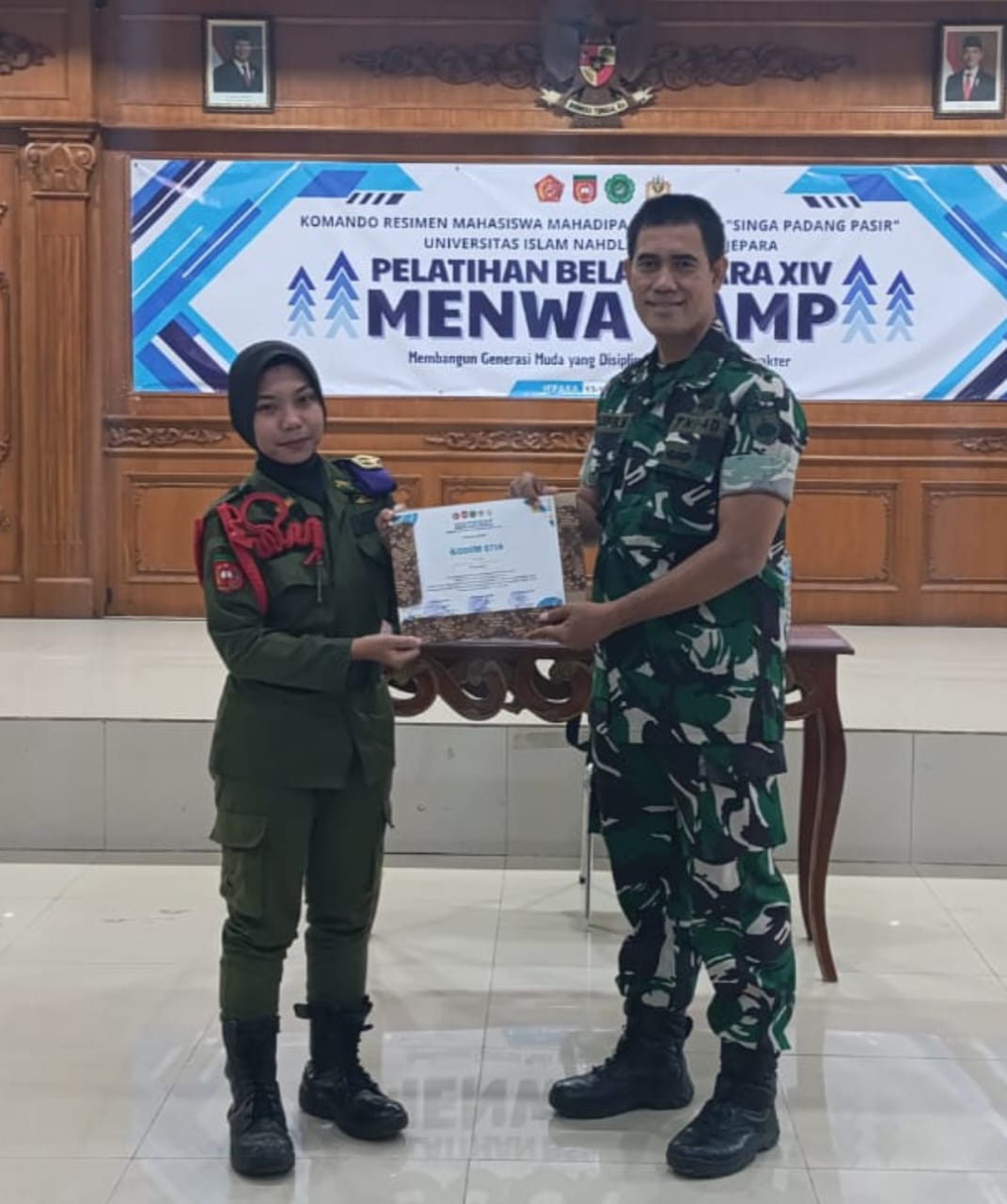 Danramil 01 / Kota Hadiri Pelantikan Menwa Camp UNISNU Jepara, Tekankan Pentingnya Wawasan Kebangsaan dan Bela Negara