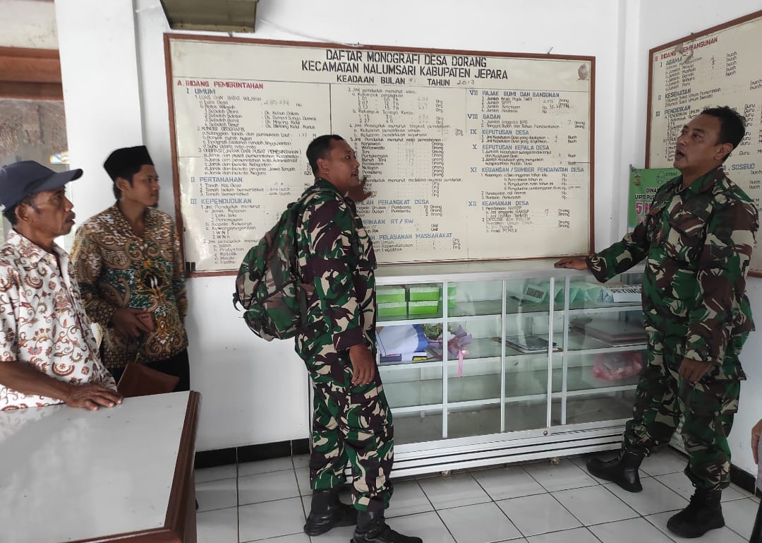 Babinsa Dorang dan Tim Kodim 0719 / Jepara Tinjau Lokasi Bencana Banjir dalam Rangka Latihan Sistem Blok