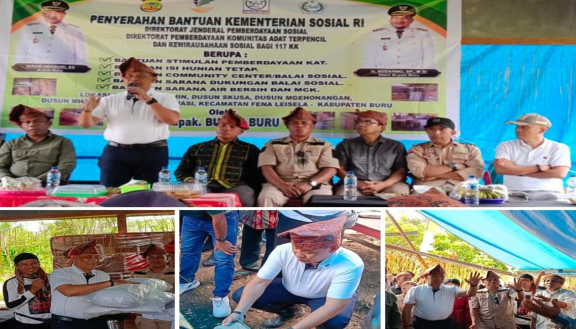 Bupati Kab Buru Serahkan Bantuan Kepada Komunitas Adat Terpencil dan Peletakan Batu Pertama Balai Sosial