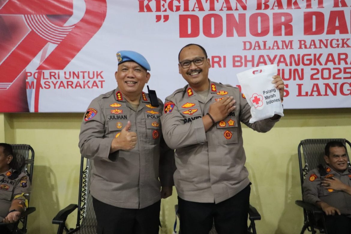 DONOR DARA DALAM RANGKA HUT BHAYANGKARA KE 79 DI POLRES LANGKAT