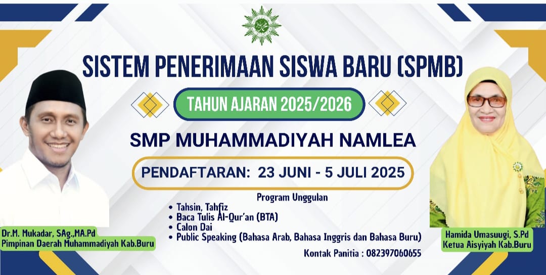 SMP Muhammadiyah Boarding School 1 Namlea Buka Penerimaan Siswa Baru Tahun Ajaran 2025 / 2026