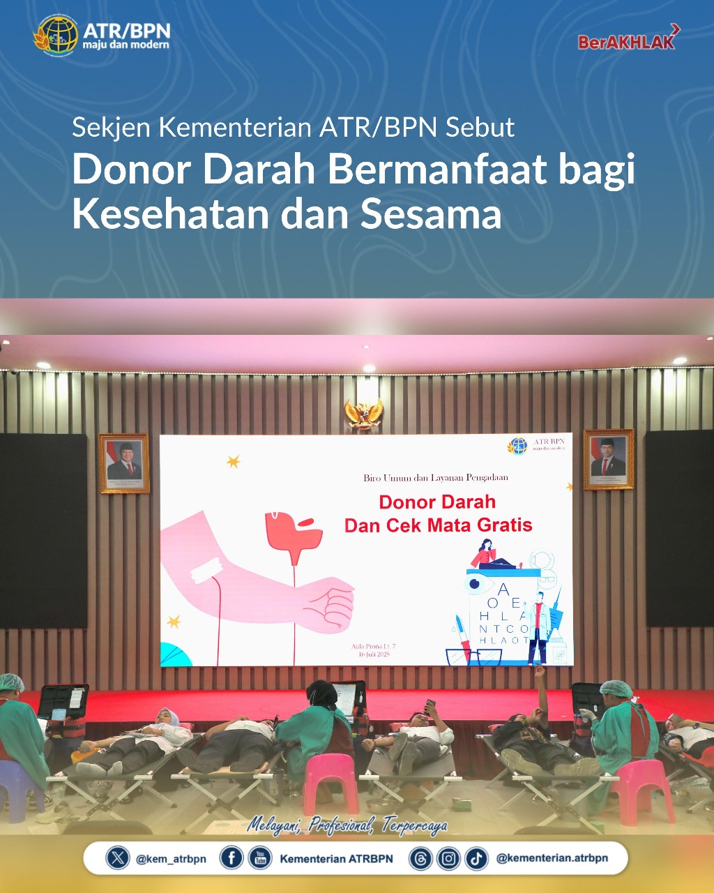 Sekjen Kementerian ATR/BPN Ajak Pegawai  Iklas Donor Darah Untuk Kepedulian Sesama 