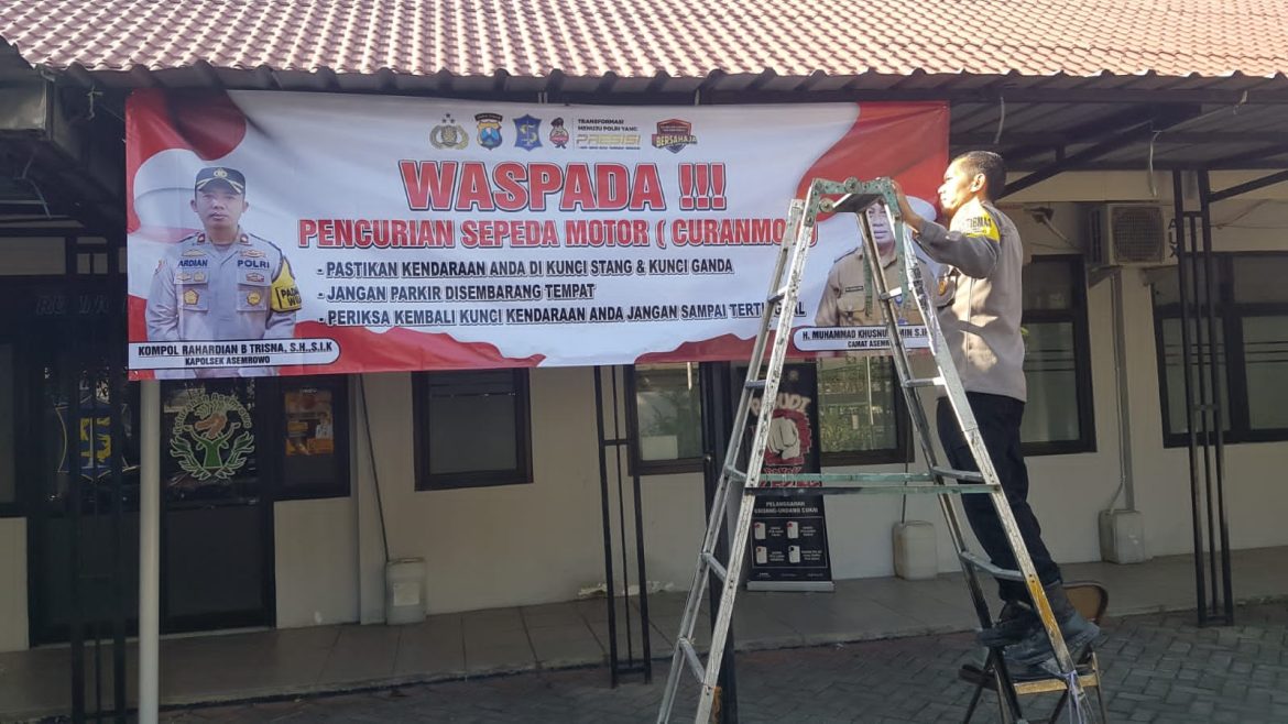 Polres Pelabuhan Tanjung Perak Gencarkan Himbauan Kamtibmas, Spanduk Waspada Curanmor Tersebar di 5 Wilayah Polsek.