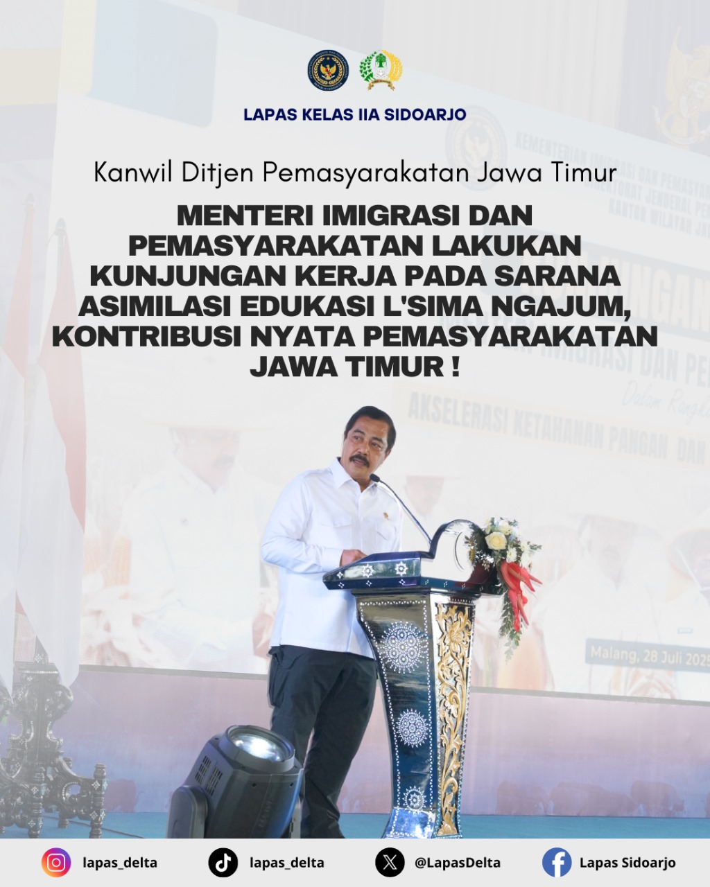 Menteri Imigrasi dan Pemasyarakatan Lakukan Kunjungan Kerja pada Sarana Asimilasi Edukasi L’Sima Ngajum, Kontribusi Nyata Pemasyarakatan Jawa Timur 