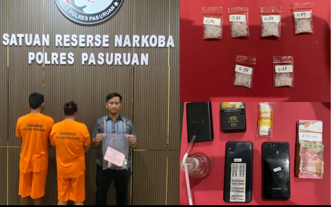 Ungkap Kasus Sabu, Polres Pasuruan Amankan Pasutri di Rembang dan Sita 4.5 Gram Barang Bukti