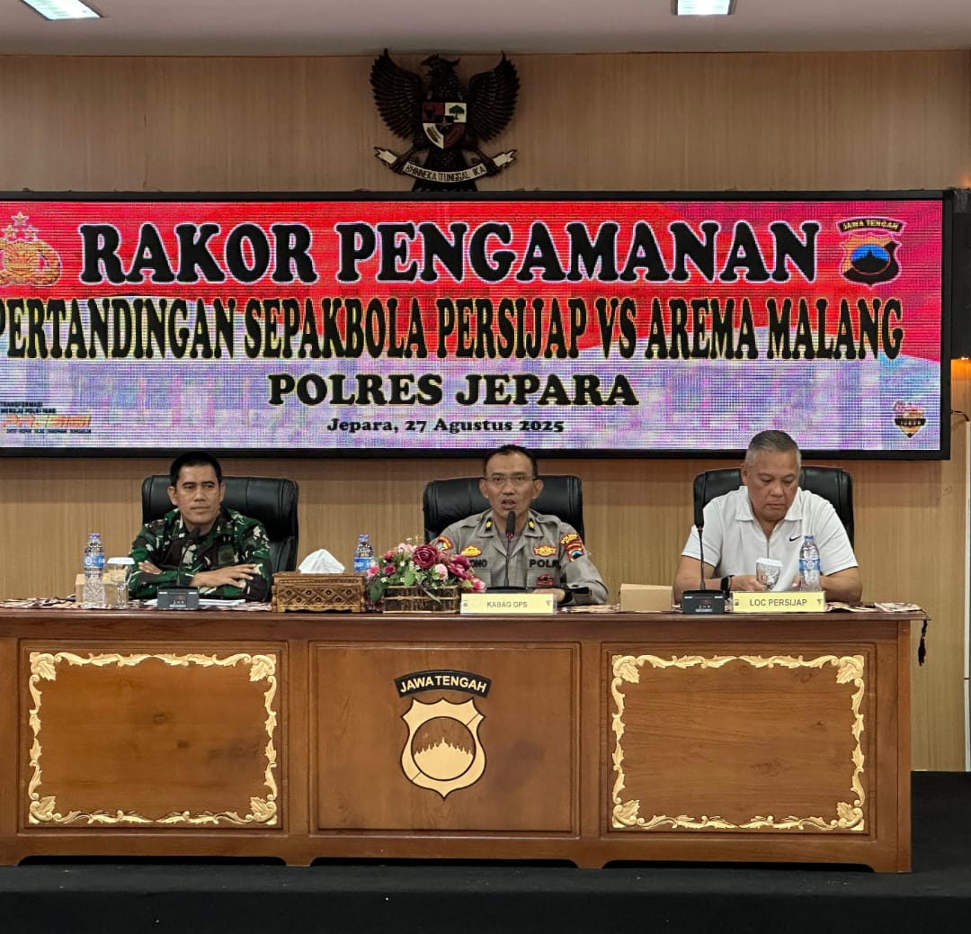 Pasi Ops Kodim 0719/Jepara Hadiri Rakor Pengamanan & TFG Laga Persijap vs Arema Malang di Mapolres Jepara