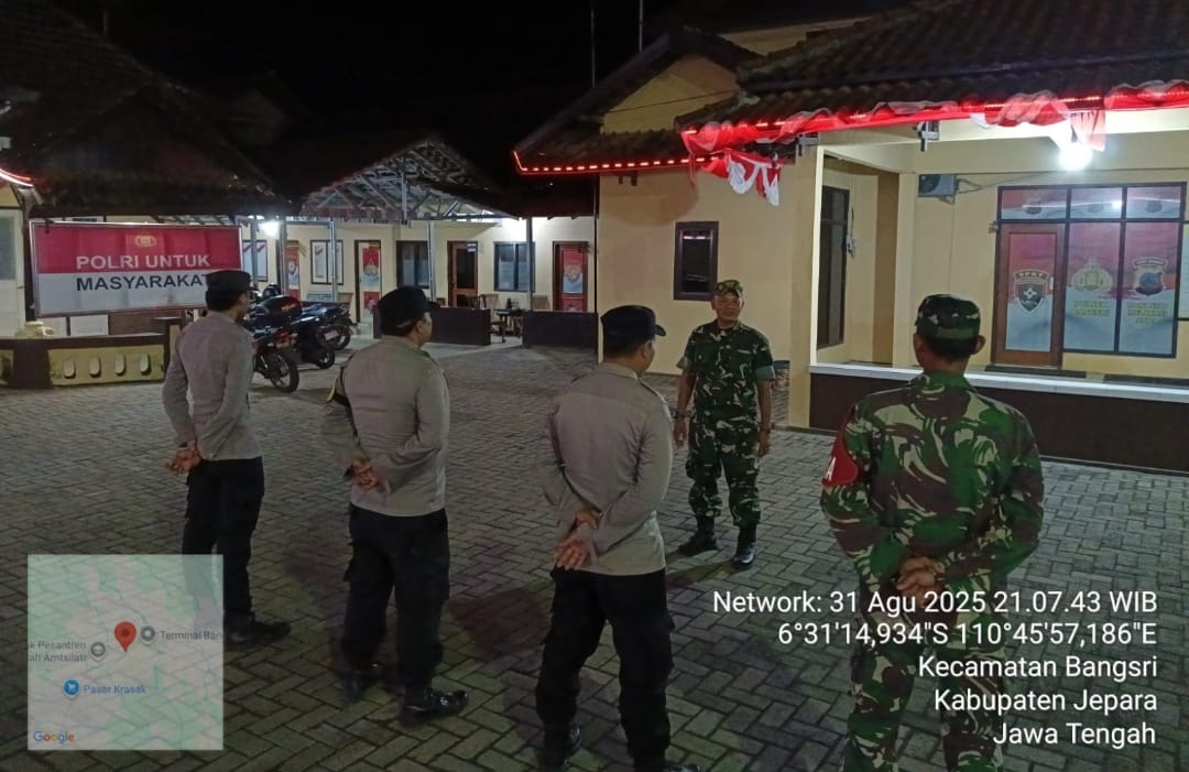 Danramil Bangsri Pimpin Apel Patroli Gabungan di Polsek Bangsri, Jepara