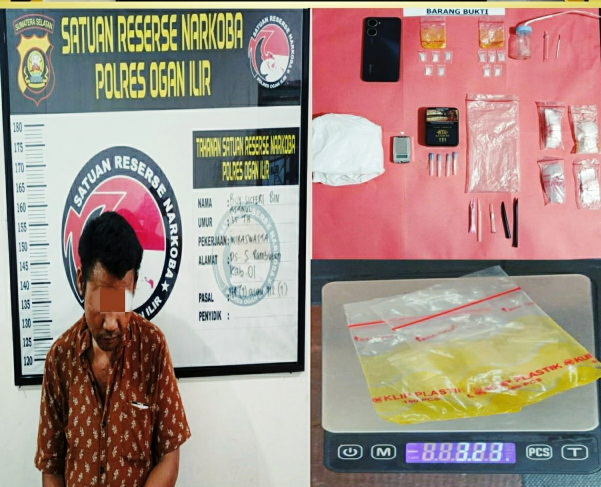 Polres Ogan Ilir dan Ditresnarkoba Polda Sumsel Ungkap Kasus Pengedar Narkoba di Desa Sungai Rambutan