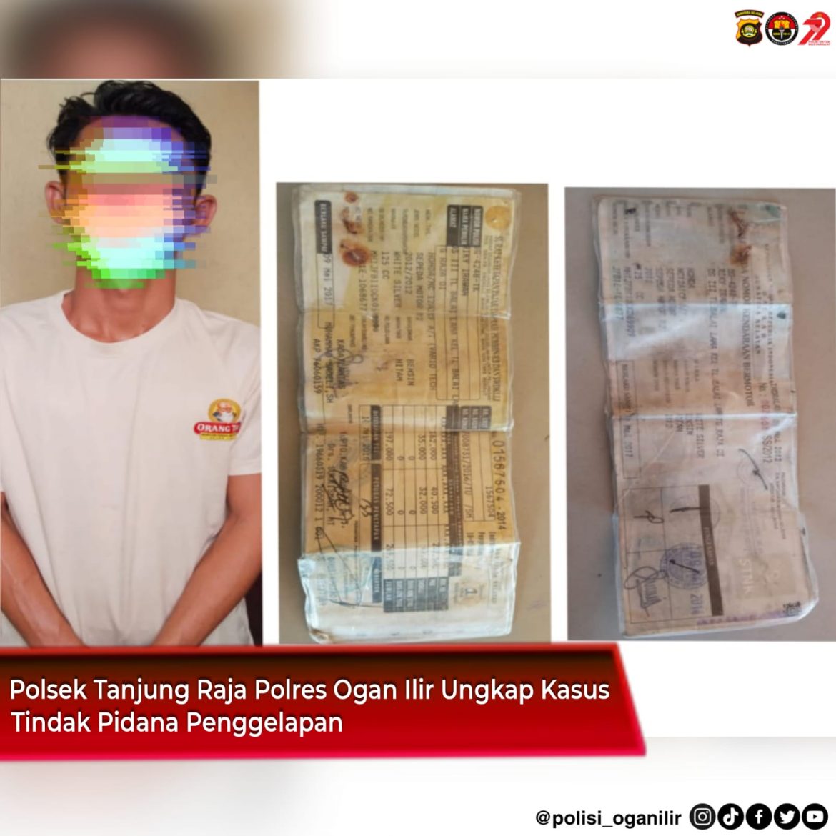 POLSEK TANJUNG RAJA POLRES OGAN ILIR UNGKAP KASUS PENGGELAPAN SEPEDA MOTOR*