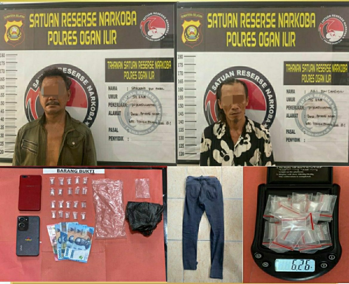 Satres Narkoba Polres Ogan Ilir Berhasil Ungkap Kasus Narkotika, Amankan Dua Pengedar Beserta Barang Bukti 20 paket Sabu-sabu