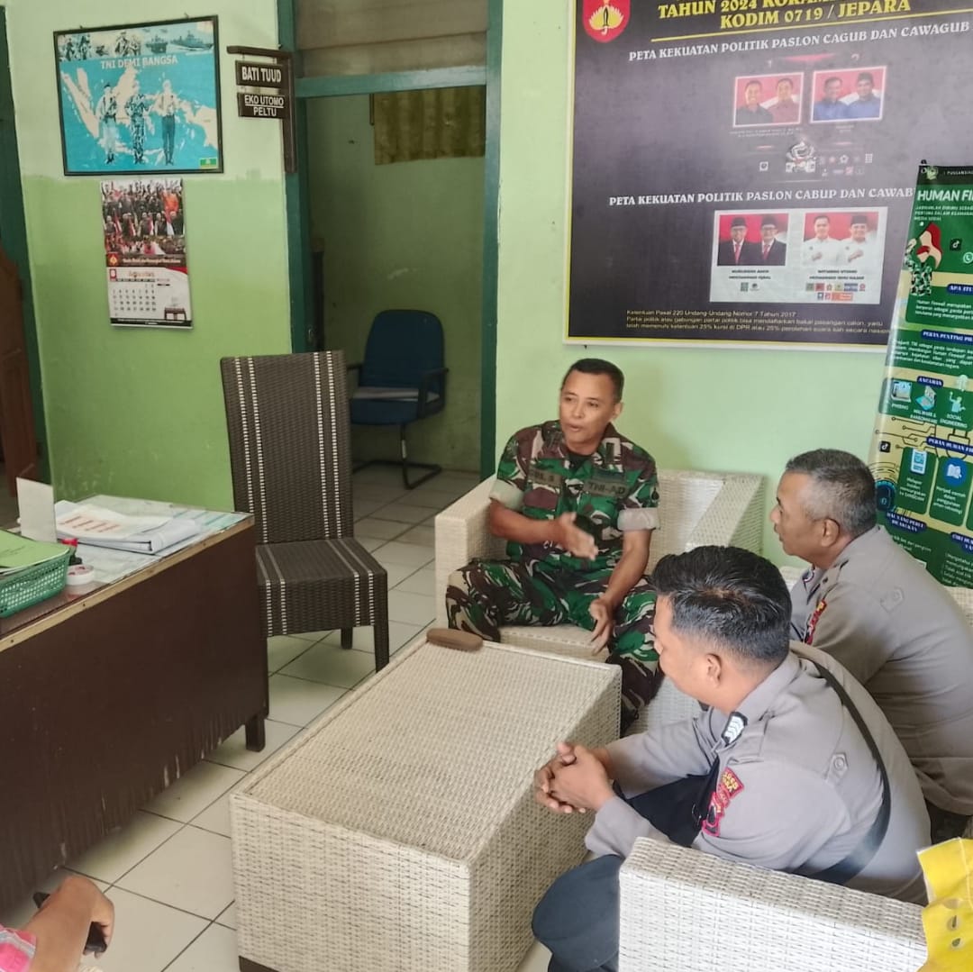 Danramil 06/Welahan sambut kunjungan silaturahmi Kapolsek Welahan yang baru