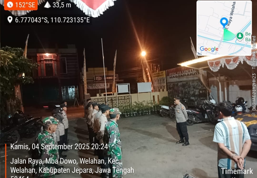Koramil 06/Welahan dan Polsek Welahan Gelar Patroli Gabungan Cegah Gangguan Kamtibmas Pasca Demonstrasi di Jepara