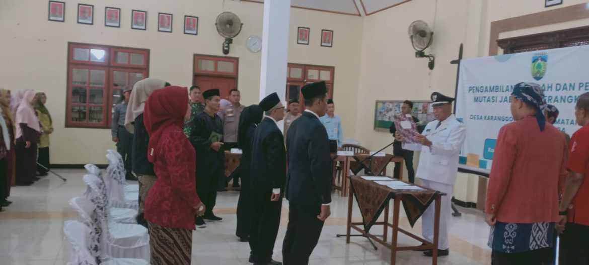 Danramil Mlonggo Hadiri Pengambilan Sumpah dan Pelantikan Mutasi Jabatan Perangkat Desa Karanggondang