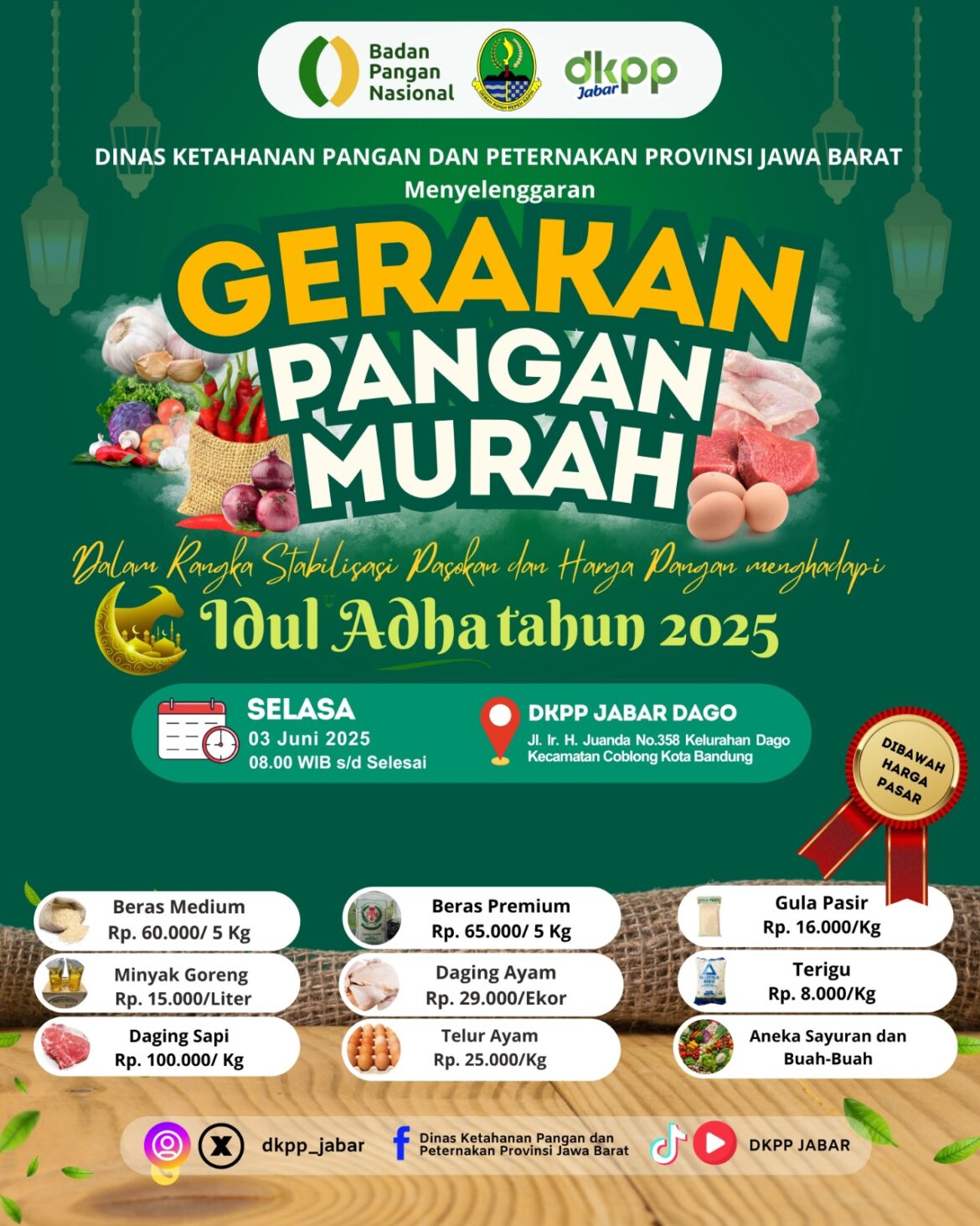 BADAN PANGAN JABAR GELAR GERAKAN PANGAN MURAH IDUL ADHA 2025   