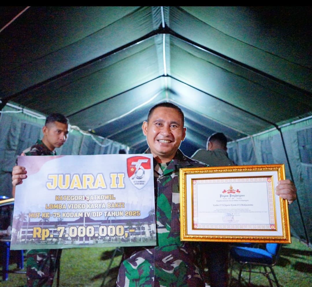 Dandim 0719/Jepara ‘Ngegas’! Juara 2 Lomba Video Binter Tingkat Kodam