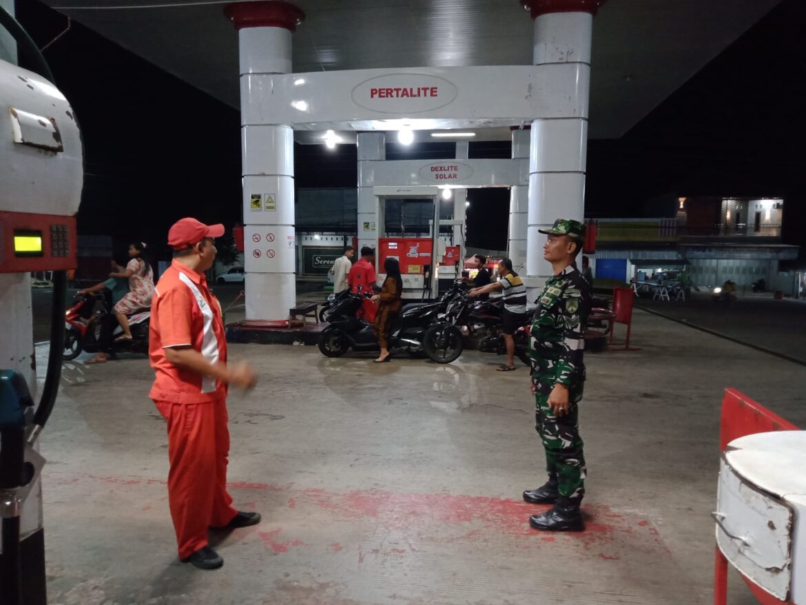 Kodim 0719/Jepara Laksanakan Monitoring Wilayah di SPBU Desa Kelet, Keling