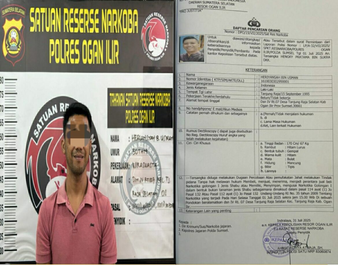 Polisi  Ogan  Ilir  Tangksp DPO Narkoba  Di Batam, Pelaju Sudah  Buron Sejak  Juli 2025