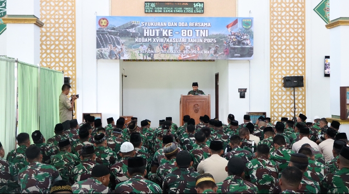 Kodam XVIII/Kasuari Gelar Doa Bersama Sambut HUT ke-80 TNI : Momentum Memperkokoh Pengabdian dan Persatuan