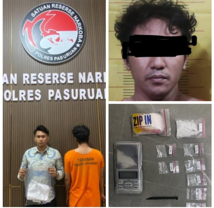 Polres Pasuruan Tangkap Pengedar Sabu di Gempol, Amankan 8 Poket Siap Edar