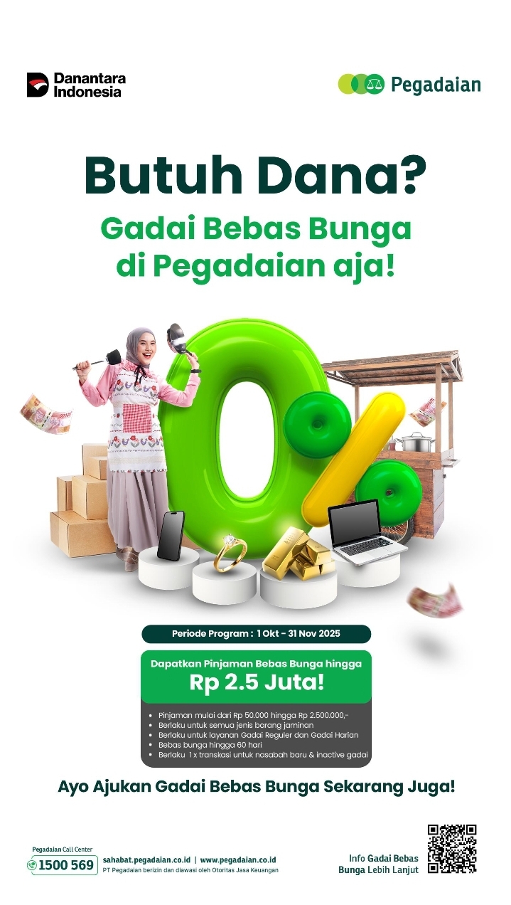 Mudah dan Ringan Pegadaian Dukung Solusi Keuangan Melalui Gadai Bebas Bunga 