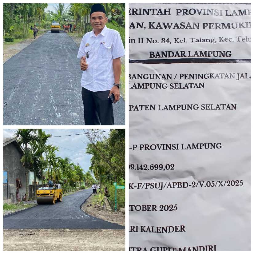 Jalan Lingkungan Desa Bumi Asih Diaspal Disperkim Provinsi, Kades ucapkan Terimakasih ke Pemprov Lampung Dan Pemkab Lamsel